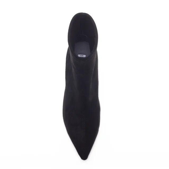 【steve madden】絨面尖頭粗跟短靴 TWKLOE(黑色)