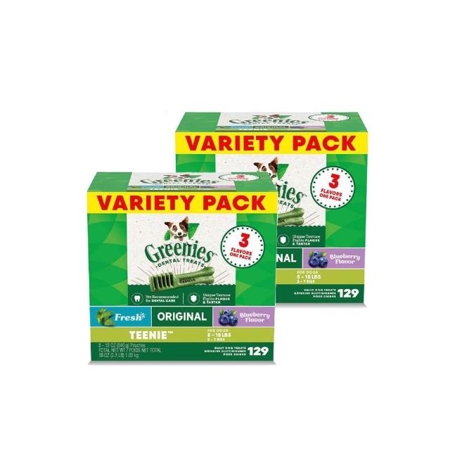 【Greenies 健綠】狗潔牙骨 綜合口味原味、藍莓、薄荷 36oz 二入組(寵物/潔牙骨/狗食)