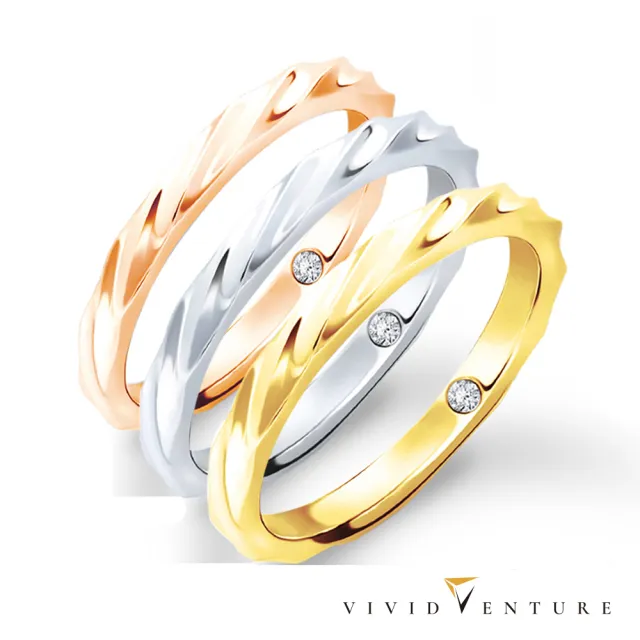 【Vividventure 亞帝芬奇】1分 天然鑽石 真鑽 中性款 線戒 戒指 多色選 藏鑽(14K金台)