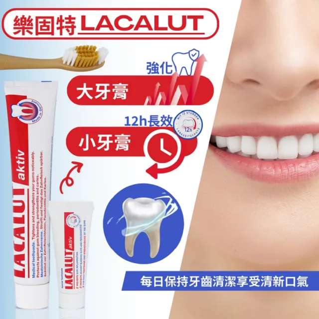 【德國 LACALUT 樂固特】牙齦強化牙膏75mlX2條組台灣公司貨(贈2支牙刷+2條牙膏10ML)