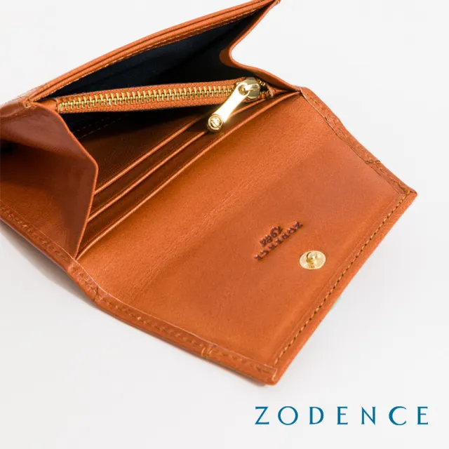 【ZODENCE 佐登司】義大利植鞣革不對稱減法短夾(經典駝/新品/MIT真皮皮夾)