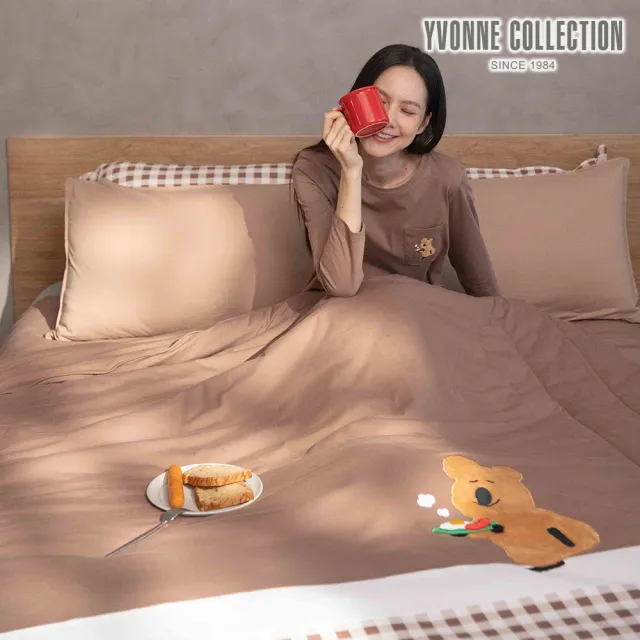 【YVONNE 以旺傢飾】100%美國棉 早餐四季被-可可棕(4x5呎 純棉 棉被 水洗 DINOTAENG)