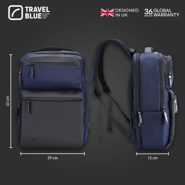 【Travelblue 藍旅】極簡鋒銳款背包_TB3037(後背包/筆電包/防水電腦包/雙肩包/商務背包)