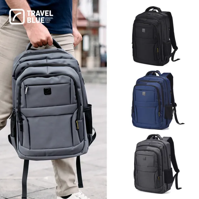 【Travel Blue 藍旅】時尚漫遊款背包-黑/海軍藍/灰 防水包 電腦包/雙肩包/商務背包/旅行背