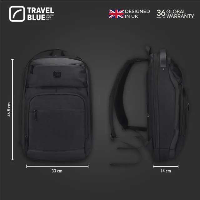 【Travel Blue 藍旅】雙11 INNOVATOR款 防水包 電腦後背包-黑 筆電包/雙肩包/商務後背包 TB3040