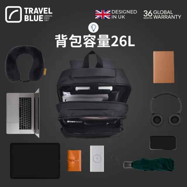 【Travel Blue 藍旅】雙11 METRO-PRO 都會專業款背包-海軍藍/灰 防水包 筆電包/商務後背包 TB30