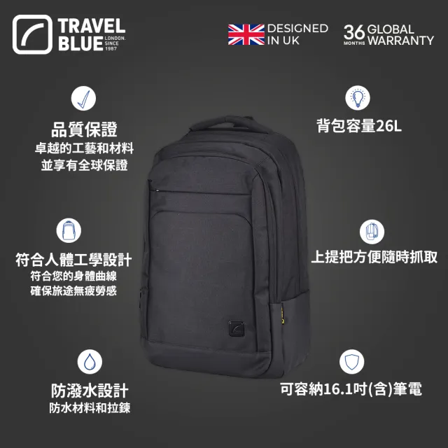 【Travel Blue 藍旅】雙11 METRO-PRO 都會專業款背包-海軍藍/灰 防水包 筆電包/商務後背包 TB30