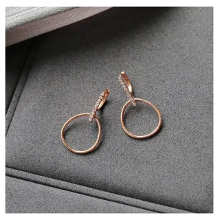 【Vividventure 亞帝芬奇】23分 天然鑽石 真鑽 耳環 愛的循環(14K玫瑰金台)