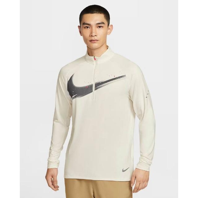 【NIKE 耐吉】長袖上衣 男 AS M NK DF STRIDE HZ TOP 運動 休閒 Dri-FIT 透氣 米白(IM9357133)