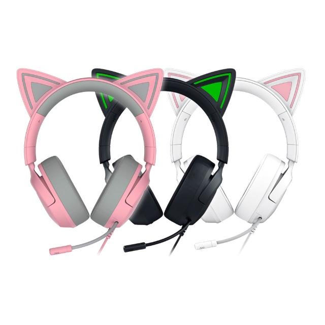 【Razer 雷蛇】北海巨妖 Kitty V3X 耳機麥克風(黑/白/粉晶)