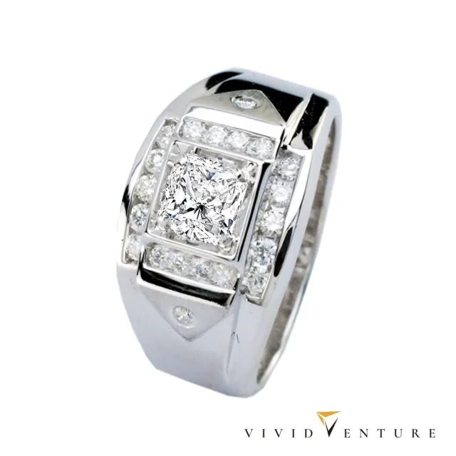 【Vividventure 亞帝芬奇】鉑金 GIA 50分 FSI2 天然鑽石 真鑽 男戒 沉穩大方