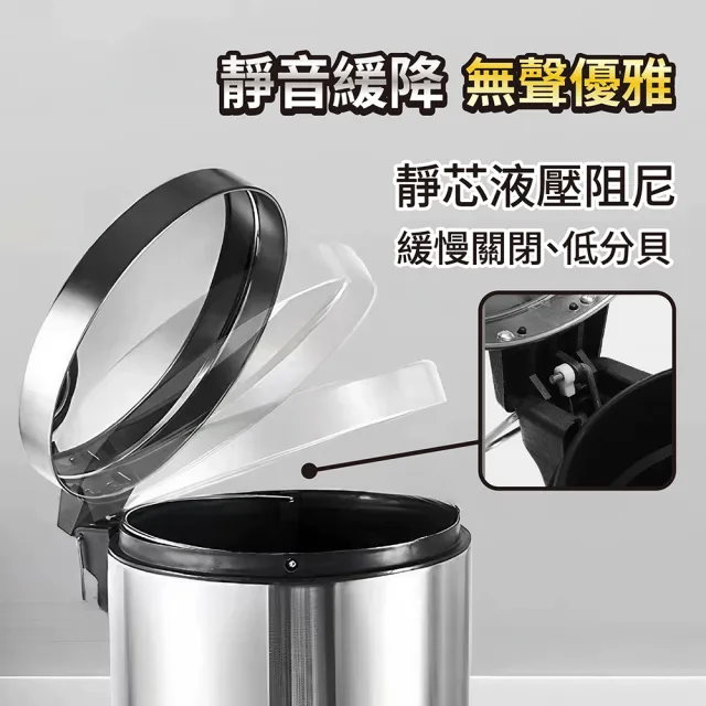 【Ashley House】410不鏽鋼分離設計踩踏式垃圾桶12L(垃圾桶 廁所垃圾桶 垃圾桶 廚餘桶)