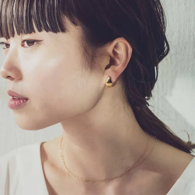 【ete】摩登簡約金色水滴C型夾式耳環(金色)