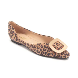 【Pineapple Outfitter】FAZEL 真皮方釦挖空平底鞋(豹紋)