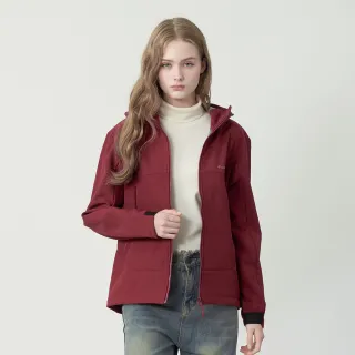 【pierre cardin 皮爾卡登】網路獨家 男女同款 防潑水連帽機能軟殼外套-紅色(7255792-75)