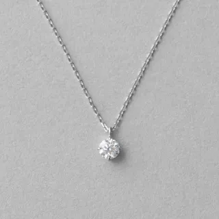 【ete】PT900/850 經典單鑽爪鑲鑽石項鍊-0.20ct(鉑金色)