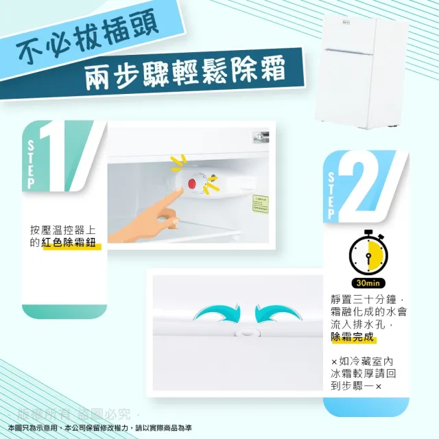 【Kolin 歌林】103公升一級能效定頻右開雙門小冰箱(KR-SE21032-T)
