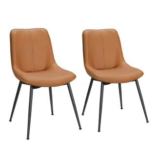 【hoi! 好好生活】VASAGLE 工業風鐵藝皮革餐椅兩入組-咖 LDC140K02(租屋族/DIY家具)