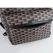 【BALLY】BALLY Pennant 銀箔字母LOGO三角旗塗層帆布拼小牛皮飾邊後背包(黑x褐)