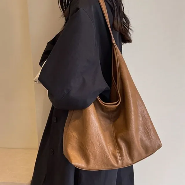 【baibeauty 白鳥麗子】率性皮革壓紋磁吸大容量肩背/側背包(子母托特包)