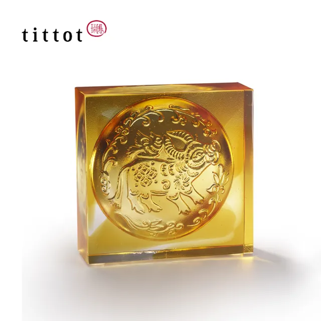【tittot 琉園】牛來運開_生肖磚系列_牛磚(入厝 擺飾 紙鎮 裝飾建材 禮品喜慶 風水招財 水晶藝品 牛裝飾)