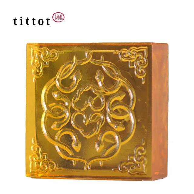 【tittot 琉園】連連喜事_生肖磚系列_蛇磚(入厝 擺飾 紙鎮 裝飾建材 禮品喜慶 風水招財 水晶藝品 蛇裝飾)
