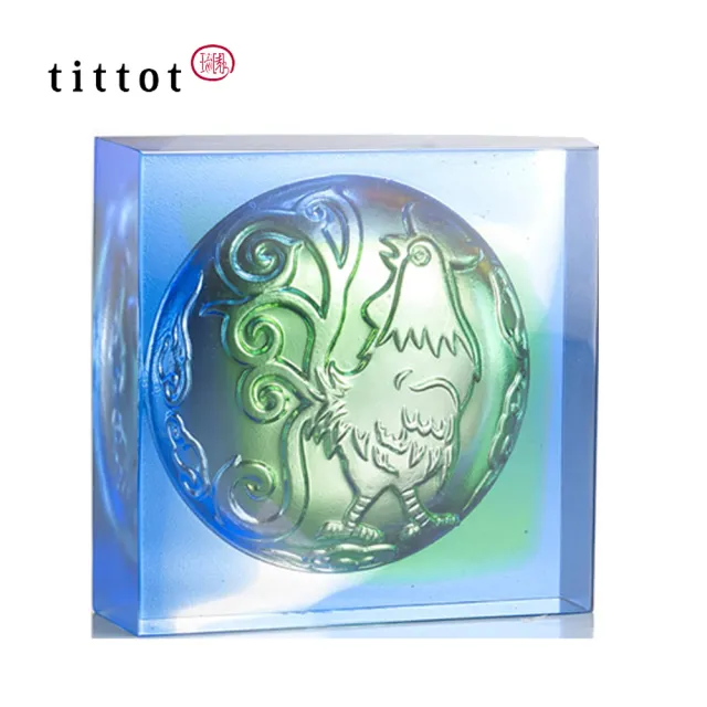 【tittot 琉園】發達雞_生肖磚系列_雞磚(入厝 擺飾 紙鎮 裝飾建材 禮品喜慶 風水招財 水晶藝品 雞裝飾)