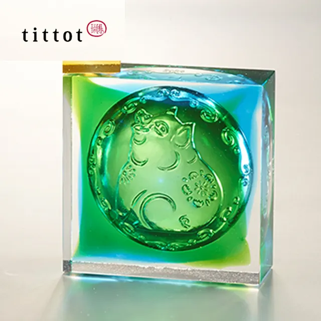 【tittot 琉園】滿福豬_生肖磚系列_豬磚(入厝 擺飾 紙鎮 裝飾建材 禮品喜慶 風水招財 水晶藝品 豬裝飾)