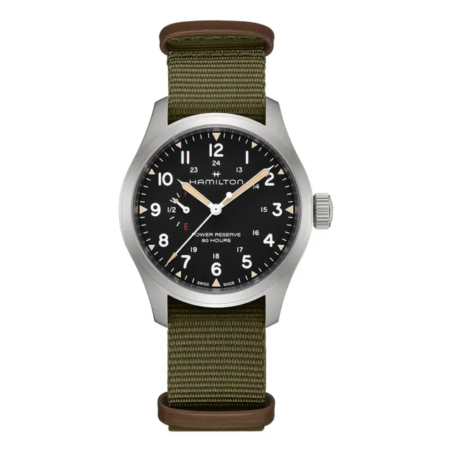 【HAMILTON 漢米爾頓】卡其陸戰動力儲存機械腕錶 40mm(手動上鍊 中性 NATO帶 H69509930)