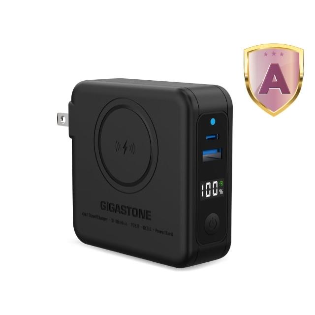 【GIGASTONE 立達】QP-1020MB 10000mAh 4合1 Qi磁吸旅充行動電源(36.5Wh/支援iPhone16/PD/QC4.0/20W快充)