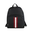 【BALLY】BALLY Code 銀漆英文LOGO紅白紅織帶尼龍後背包(黑)