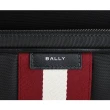 【BALLY】BALLY Code 銀漆英文LOGO紅白紅織帶尼龍後背包(黑)