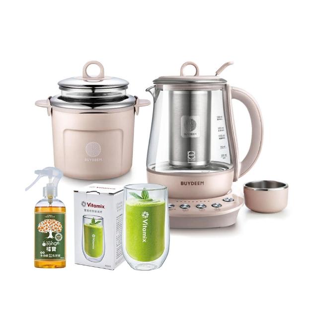【BUYDEEM 北鼎】頂級多功能烹煮壺 燉煮壺 快煮壺 1500ml-粉漾壺 K2691-公司貨(+雙層耐熱玻璃杯+大橘寶)