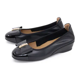 【DIANA】真皮珍珠蝴蝶結小坡跟娃娃鞋(黑色)