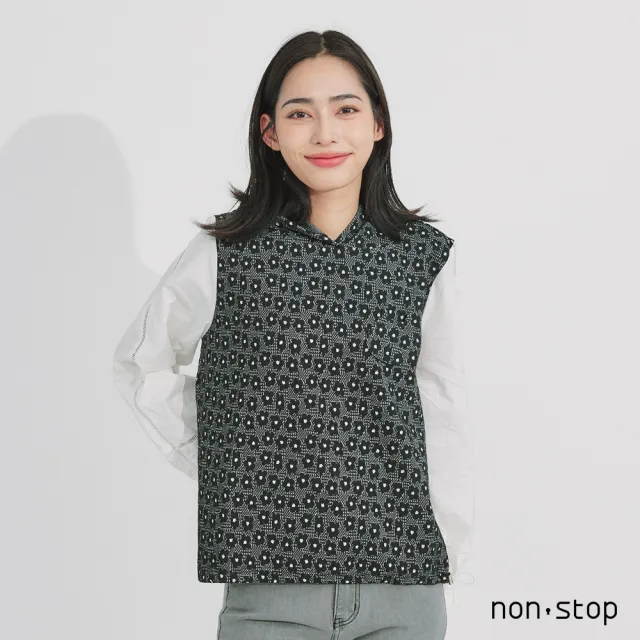 【non-stop】花影呢喃連帽織紋T恤-2色