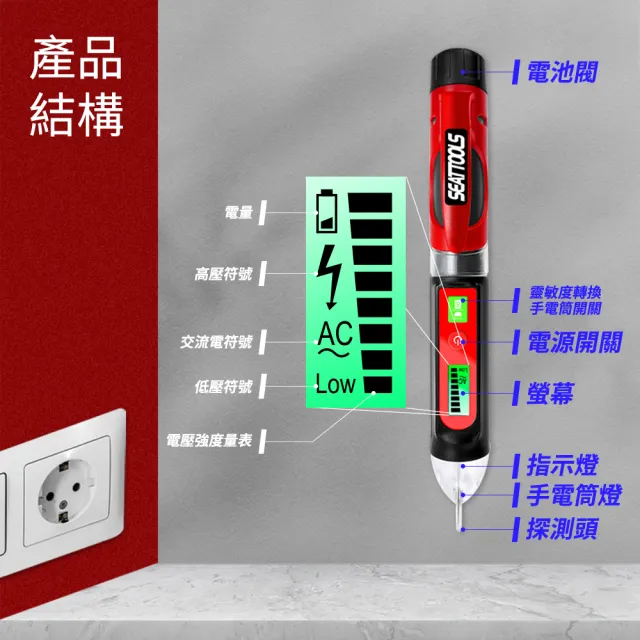 【職人工具】185-DET+斷點線路檢測 漏電檢測 LED 試電筆 測電筆 檢電筆 電容筆(多功能驗電筆 高壓驗電器)