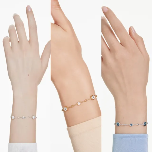 【SWAROVSKI 施華洛世奇】Imber 手鏈 圓形切割 白色/藍色 鍍金色/鍍白金色/鍍玫瑰金色(4色任選_情人節禮物)