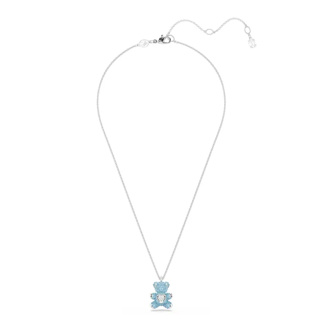 【SWAROVSKI 施華洛世奇】Teddy 鏈墜 藍色  泰迪熊 鍍白金色(情人節禮物)