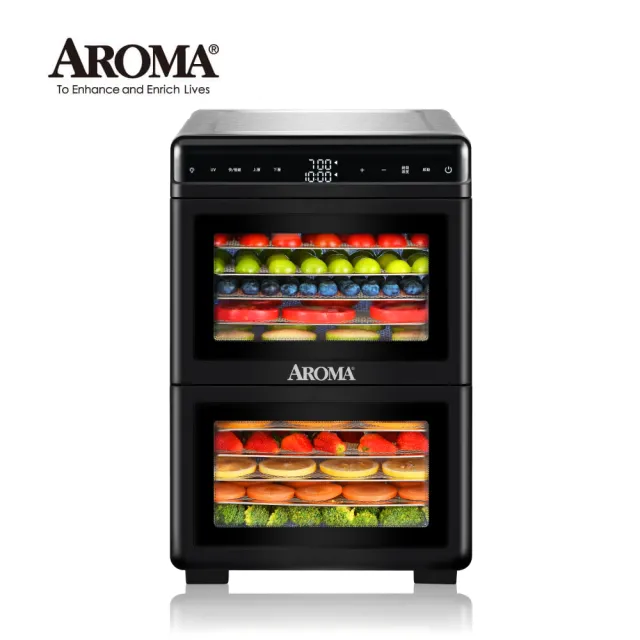 【AROMA】雙腔獨立控溫款 紫外線十二層溫控乾果機 AFD-620SU(低溫烘乾、自動降溫、蔬果乾、寵物鮮食)