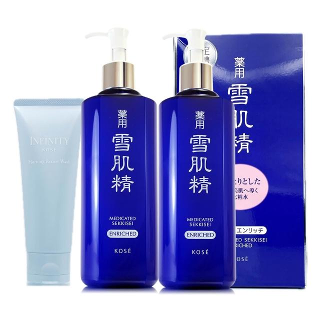 【KOSE 高絲】雪肌精化妝水500ml*2-禮盒組 + 無限肌緻晨淨拋光潔顏精華100g(專櫃公司貨)