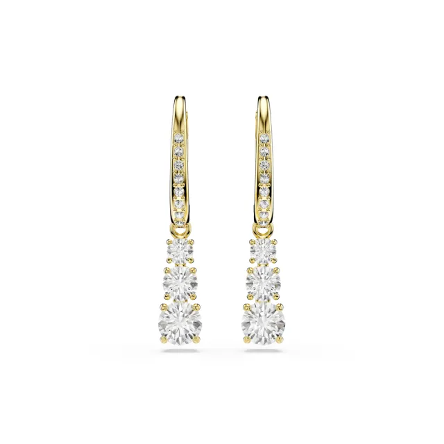 【SWAROVSKI 施華洛世奇】Stilla Attract 大圈耳環 圓形切割 白色 鍍金色(情人節禮物)