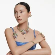 【SWAROVSKI 施華洛世奇】Idyllia 開口戒指 混合式切割 花朵 藍色 鍍金色(情人節禮物)