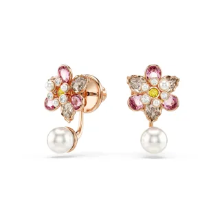 【SWAROVSKI 施華洛世奇】Idyllia 耳環袋 水晶珍珠 混合式切割 花朵 漸層色 鍍玫瑰金色(情人節禮物)