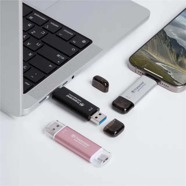 【Transcend 創見】ESD310S 2TB USB3.2 高效能雙介面 外接SSD行動固態硬碟-極光銀(TS2TESD310S)