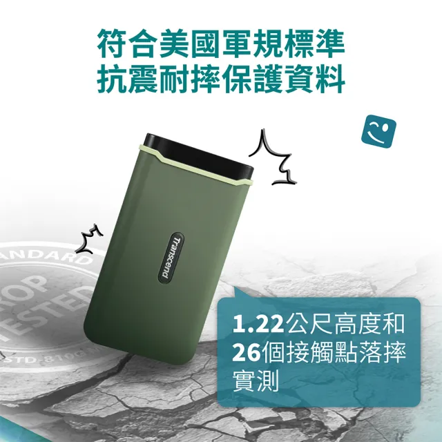 【Transcend 創見】ESD380C 2TB USB3.2/Type C 抗震雙介面 外接SSD行動固態硬碟-橄欖綠(TS2TESD380C)