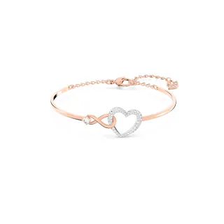 【SWAROVSKI 施華洛世奇】Infinity 手鐲 無限符號和心形 白色 多種金屬潤飾(情人節禮物)