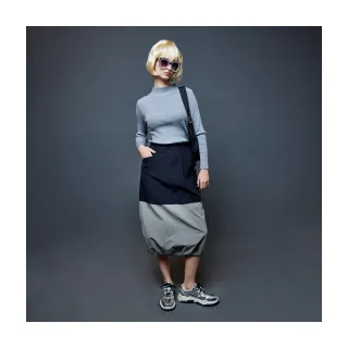 【Le Polka】撞色拼接工裝長裙-女