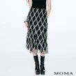 【MOMA】巴洛克菱格紋刺繡銀線網紗傘裙(黑底花布)