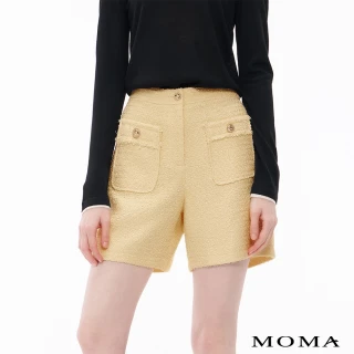 【MOMA】明媚小香抽鬚水鑽金釦A字西裝短褲(黃色)