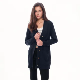 【MOMA】M+ 古典歐式中長版羊毛針織外套(深藍色)